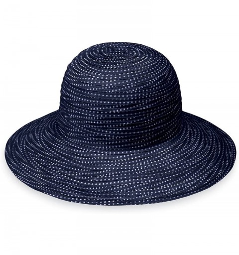 Sun Hats Women's Petite Scrunchie Sun Hat - UPF 50+- Packable for Every Day- Designed in Australia. - Navy/White Dots - CA129...