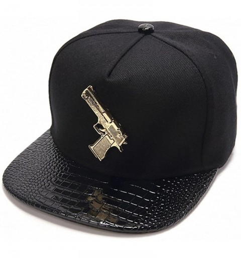 Baseball Caps Ralink Pistol Adjustable Flat Bill Snapback Men Baseball Hip-hop Cap Hat for Women's - Black - CJ18EO6KND4 $12.66