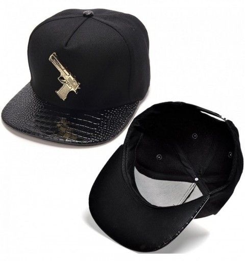 Baseball Caps Ralink Pistol Adjustable Flat Bill Snapback Men Baseball Hip-hop Cap Hat for Women's - Black - CJ18EO6KND4 $12.66