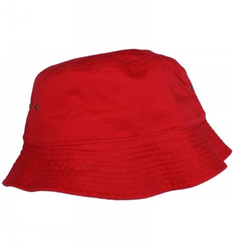 Bucket Hats Simple Solid Cotton Bucket Hat - Red - CK11LXK95X1 $12.51