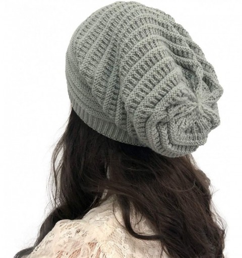 Skullies & Beanies Women Knit Baggy Oversize Slouchy Beanie Hat Warm Hats Winter Wool Knit Ski Beanie Skull Slouchy Caps Hat ...