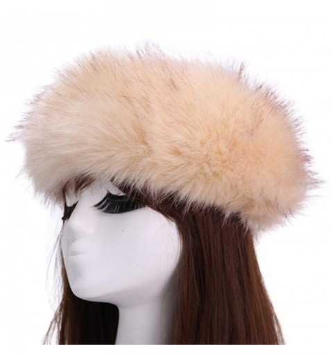 Cold Weather Headbands Women's Faux Fur Headband Winter Earwarmer Earmuff with Stretch-Beige Coffee - Beige Coffee - CF18L60R...