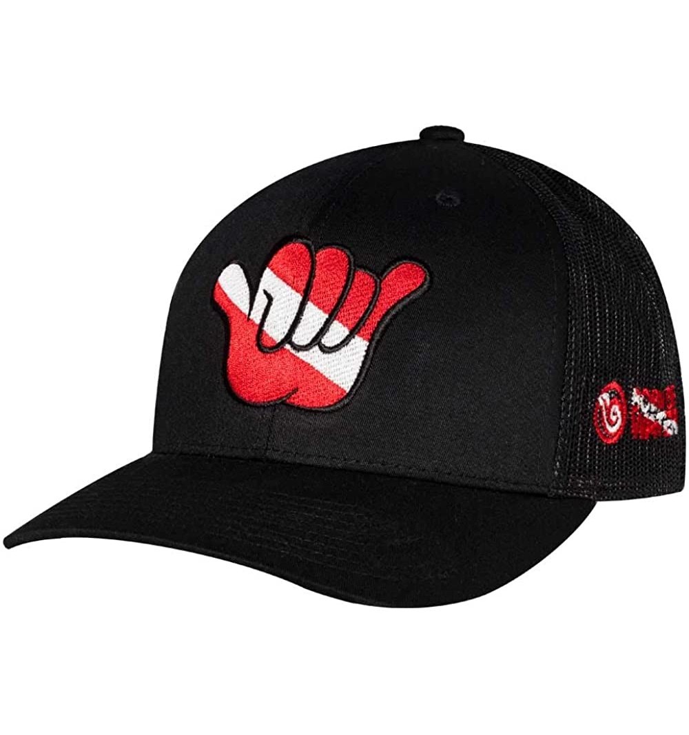 Baseball Caps Shaka Dive Flag Trucker Hat Black - CJ18H0MC95M $23.96