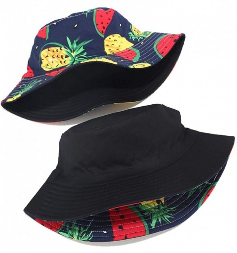 Bucket Hats Unisex Print Double-Side-Wear Reversible Bucket Hat - Pineapple and Watermelon - CO18WWLD9WI $16.22