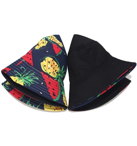 Bucket Hats Unisex Print Double-Side-Wear Reversible Bucket Hat - Pineapple and Watermelon - CO18WWLD9WI $16.22