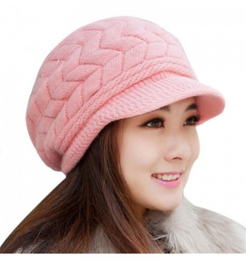 Skullies & Beanies Women Hat-Fashion Women Hats For Winter Beanies Knitted Hats Girls' Rabbit Cap (Pink) - Pink - C112O35EJWM...