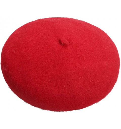 Berets Wool French Beret Hat - Adjustable Casual Classic Solid Color Artist Caps for Women - Red - CZ18HYDHD5M $13.94