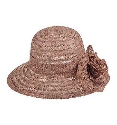 Sun Hats Summer Lace Beach Sun Hat Kentucky Derby Church Dress Bucket Hat - Brown - CR1850IS6KE $13.55