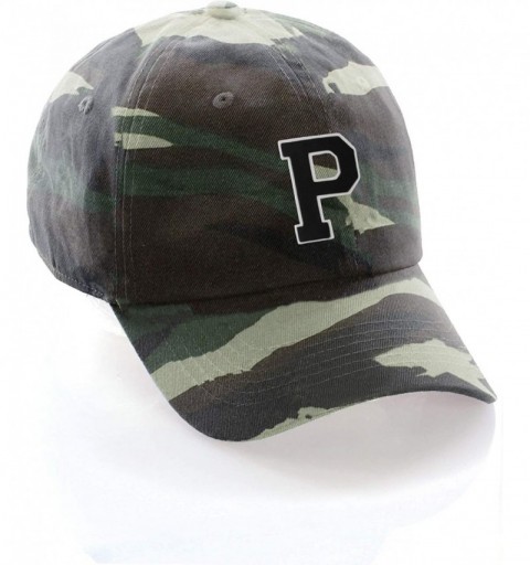 Baseball Caps Customized Letter Intial Baseball Hat A to Z Team Colors- Camo Cap White Black - Letter P - CO18NH8K0ML $10.51