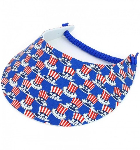 Visors Patriotic USA Flag Design Elastic String Coil Foam Sun Visor - J - CD18RZ5TOMC $9.79