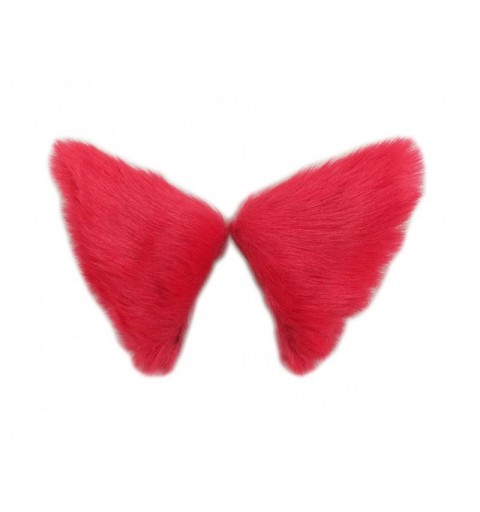 Headbands Long Fur Cat Ears and Cat Tail Set Halloween Party Kitty Cosplay Costume Kits (Red) - Red - CK185ESMH33 $12.04