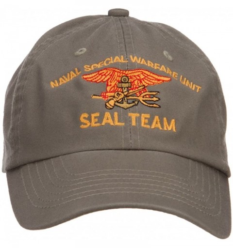 Baseball Caps Naval Warfare Seal Team Military Embroidered Low Profile Cap - Olive - CR124YM2GNZ $27.27