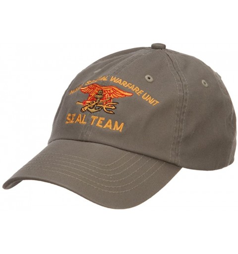 Baseball Caps Naval Warfare Seal Team Military Embroidered Low Profile Cap - Olive - CR124YM2GNZ $27.27