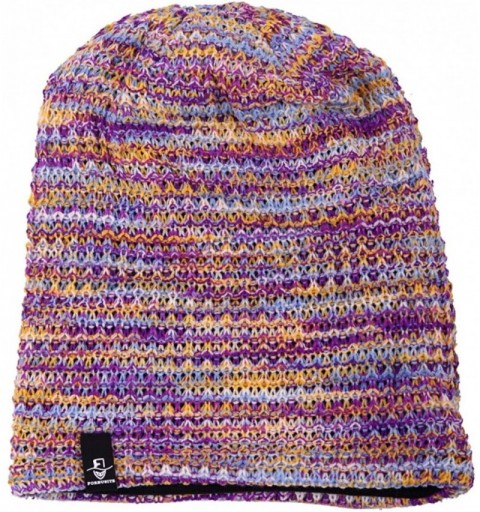Berets Womens Knit Slouchy Beanie Ribbed Baggy Skull Cap Turban Winter Summer Beret Hat - Colorful Purple - CE198CQ5M63 $9.52