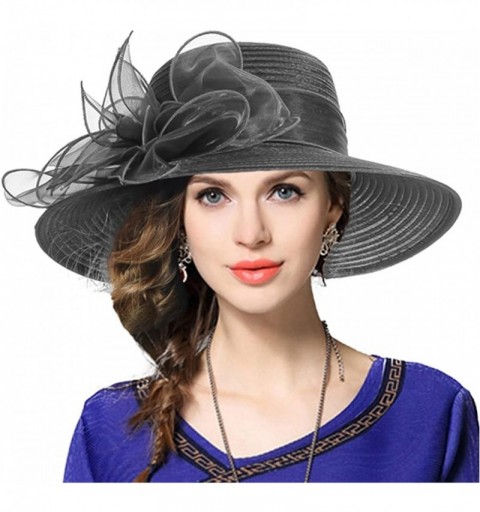 Sun Hats Kentucky Derby Dress Church Cloche Hat Sweet Cute Floral Bucket Hat - Leaf-grey - CT18NTNG5HY $27.80