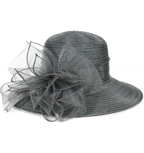 Sun Hats Kentucky Derby Dress Church Cloche Hat Sweet Cute Floral Bucket Hat - Leaf-grey - CT18NTNG5HY $27.80