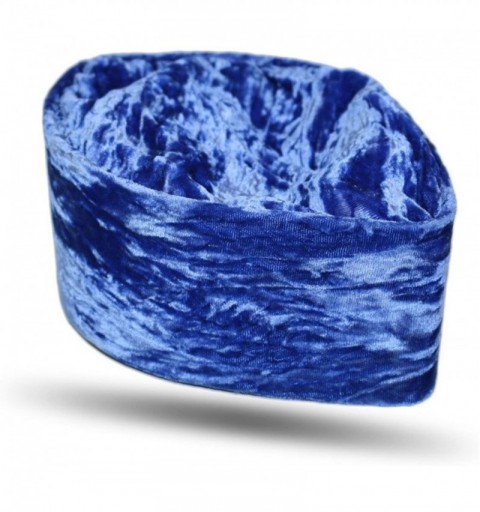 Skullies & Beanies African Native Hat Foldable Velvet Hat - Blue Wave - C0185N44HII $31.65