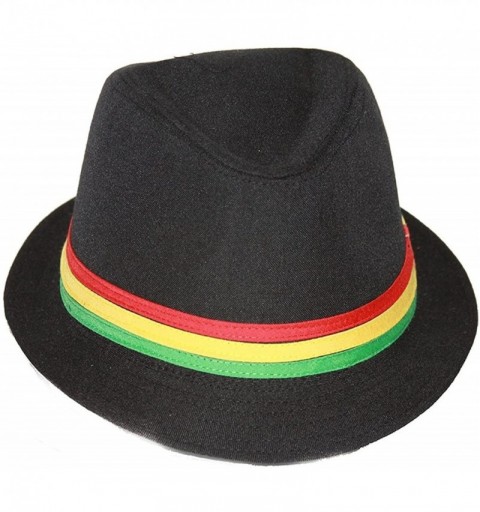 Fedoras Rastafarian Colored Band Fashion Black Fedora Hat Medium - C211CZGX04R $14.42