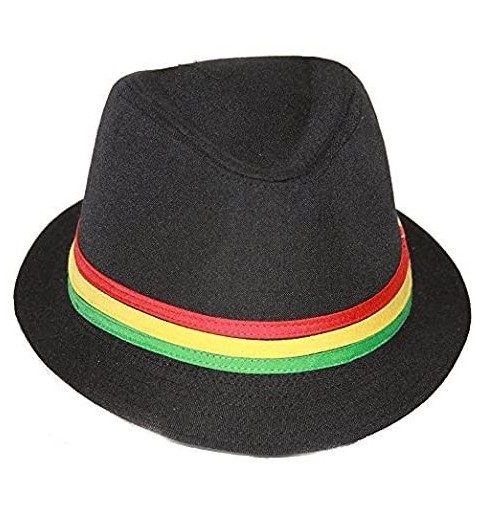 Fedoras Rastafarian Colored Band Fashion Black Fedora Hat Medium - C211CZGX04R $14.42