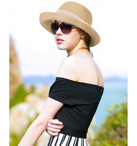Sun Hats Womens Foldable UPF 50+ Structured Curved Wide Brim Bucket Straw Sun Hat - A_brown - CH180YWXMM5 $18.97