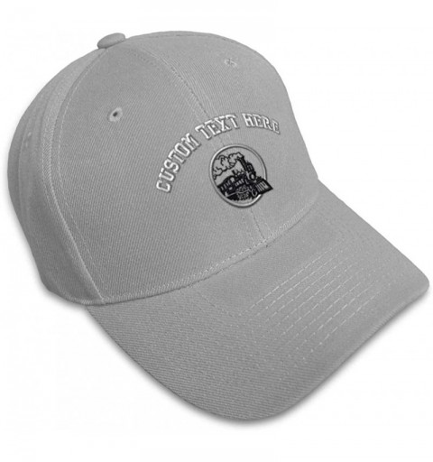 Baseball Caps Custom Baseball Cap Train Embroidery Dad Hats for Men & Women Strap Closure 1 Size - Gray - CS18Y2UZR8M $14.51