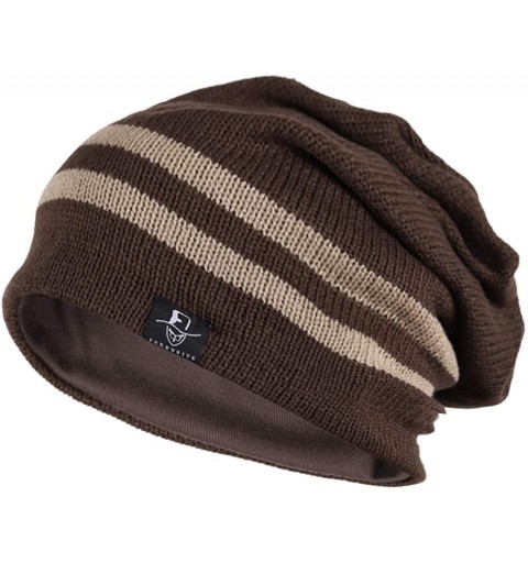 Skullies & Beanies Slouchy Beanie for Men Winter Summer Skull Cap Oversize Knit Hat - B318-brown - CO12N2M2RMO $11.68
