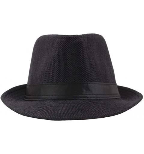 Fedoras Mens Vintage 20s Hat Classic Gentleman Manhattan Structured Trilby Fedora Brim Casual Jazz Hat with Band - CM18XK6SMC...