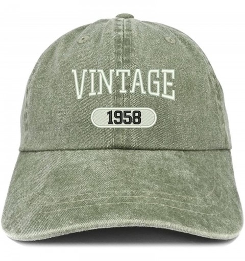 Baseball Caps Vintage 1958 Embroidered 62nd Birthday Soft Crown Washed Cotton Cap - Olive - CB180WDY60U $16.01