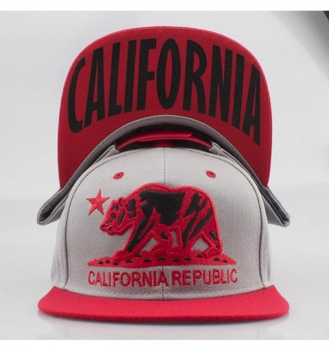 Baseball Caps California Republic Bear Flat Visor Snapback Multi Color - Gray/Red - C81291P2EXR $10.99