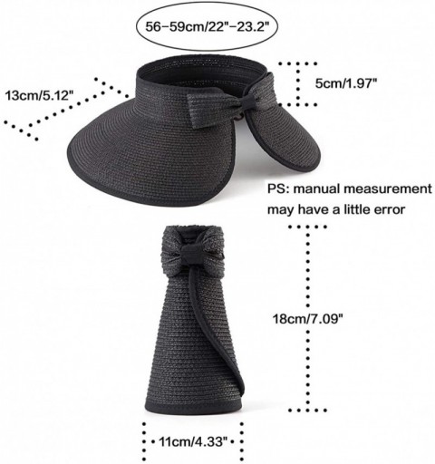 Visors Foldable Sun Visors for Women - Beach Hat Wide Brim Sun Hat Roll-Up Straw Hat - CK18UL7ADAC $12.34