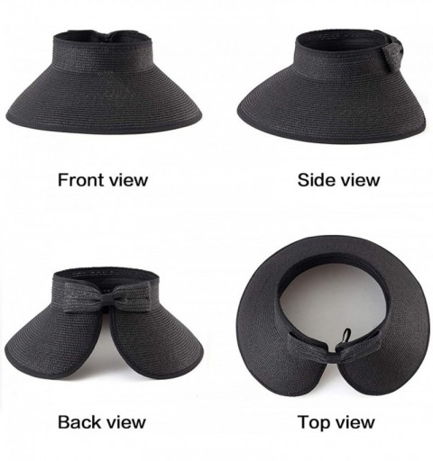 Visors Foldable Sun Visors for Women - Beach Hat Wide Brim Sun Hat Roll-Up Straw Hat - CK18UL7ADAC $12.34