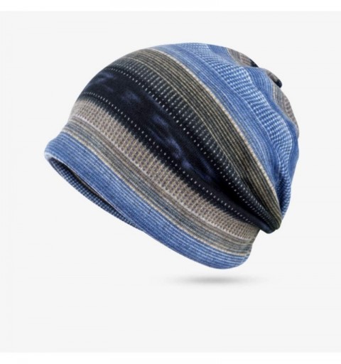 Skullies & Beanies Winter Sleeping Beanie Knit Hats-Women Warm Soft Cotton Headwear Caps for Cancer Chemo - Blue and Gray Str...