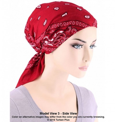 Skullies & Beanies Paisley Bandana Scarf Pre Tied Cotton Chemo Hat Beanie Turban Headwear for Cancer - 03- Navy - CT12JDC5V5V...