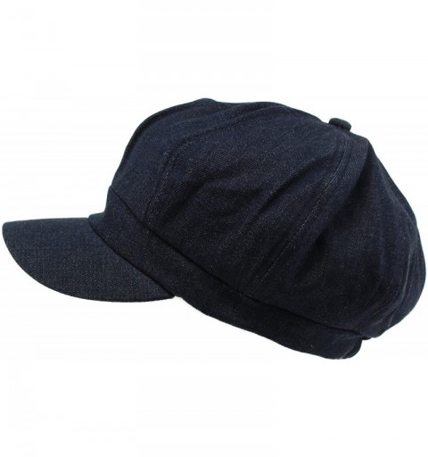 Newsboy Caps Summer 100% Cotton Plain Blank 8 Panel Newsboy Gatsby Apple Cabbie Cap Hat Dk. Denim - CR187CXM7XG $27.06