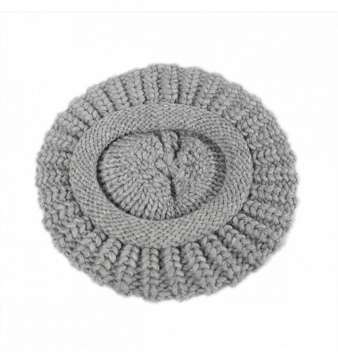 Berets Women's French Beret Hat Autumn Knitted Winter Warm Cap Beanie Hat - Grey - CI18KL829MT $12.11