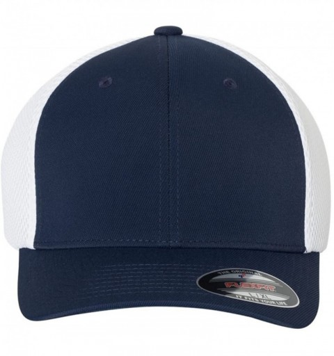 Baseball Caps Ultrafibre & Airmesh Fitted Cap- Navy With White - Large/X-Large - CB17YOA4HGC $11.08