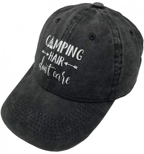 Baseball Caps Unisex Camping Hair Don t Care 1 Vintage Jeans Baseball Cap Classic Cotton Dad Hat Adjustable Plain Cap - Black...