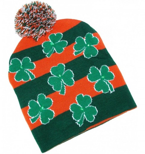 Skullies & Beanies Flashing Shamrock Lights Knit Beanie Hat (Pack of 2) - Orange - CH1808YXYX3 $13.45
