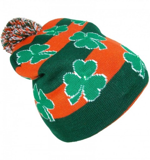 Skullies & Beanies Flashing Shamrock Lights Knit Beanie Hat (Pack of 2) - Orange - CH1808YXYX3 $13.45