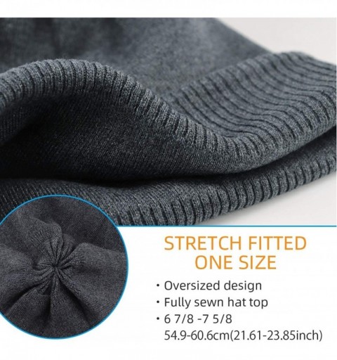Skullies & Beanies Oversize Winter Beanie Hat - 30% Cashmere - Stretch Fitted - Grey Deep - CT18Z2QHKTU $10.45