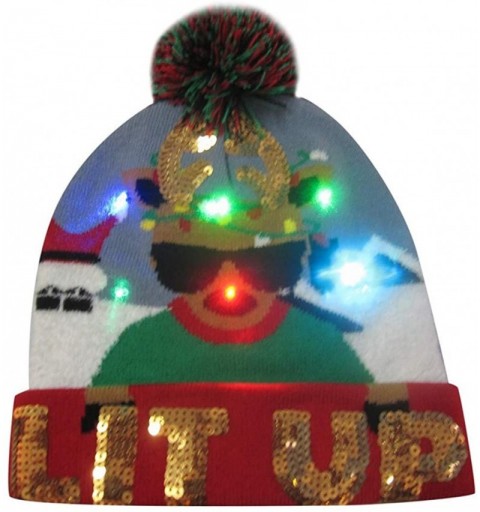 Baseball Caps FarJing Ugly LED Christmas Hat-Unisex Novelty Colorful Light-up Stylish Knitted Sweater Xmas Party Beanie Cap -...