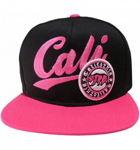 Baseball Caps Great Cities CALI California Republic Flat Bill Snapback Ball Cap - Black/Pink - CE12O7T5ATA $10.56