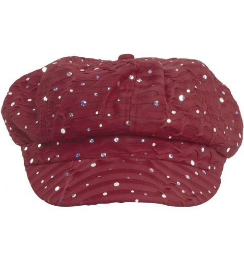 Newsboy Caps Glitter Sequin Trim Newsboy Style Relaxed Fit Cap - Wine - CW11993SF9T $11.64