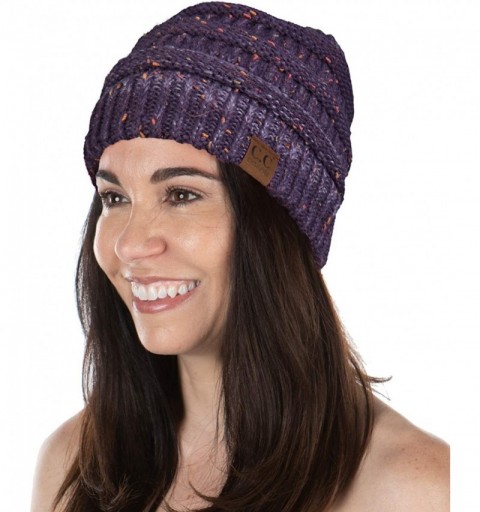 Skullies & Beanies Exclusives Womens Beanie Solid Ribbed Knit Hat Warm Soft Skull Cap - Purple - Variegated Confetti - CK18XA...