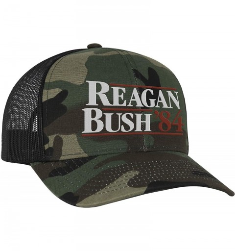 Baseball Caps Reagan Bush 84 Campaign Adult Trucker Hat - Army/Black - CU199IGCYGI $25.85
