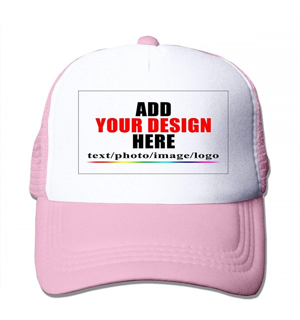 Baseball Caps Custom Baseball Caps- Design Your Own Hat- Team Photo Text Logo Graphic Print - Mesh Pink - CX18U8LRNK3 $11.68