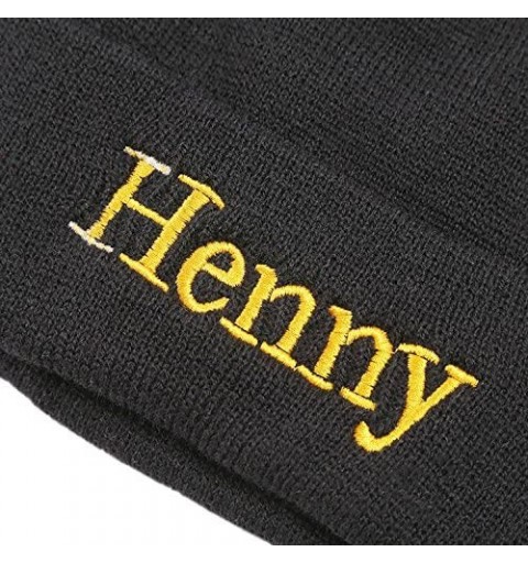Skullies & Beanies Christmas Winter Warm Knit Beanie Embroidery Hat Winter Skully Letter Beanie Cap - Henny - Black - CP18GZ8...
