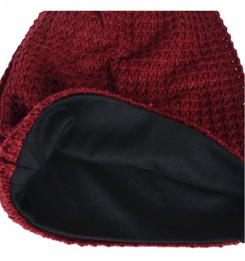 Skullies & Beanies Women's Slouchy Beanie Knit Beret Skull Cap Baggy Winter Summer Hat B08w - Solid Claret - CN1980I8S6S $13.88