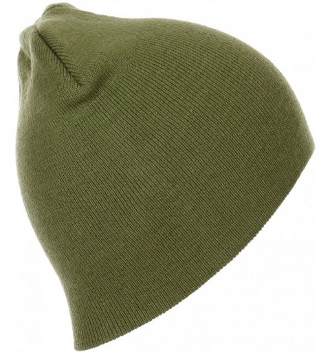 Skullies & Beanies Thick Plain Knit Beanie Slouchy Cuff Toboggan Daily Hat Soft Unisex Solid Skull Cap - Olive - CU188ZCNGSY ...
