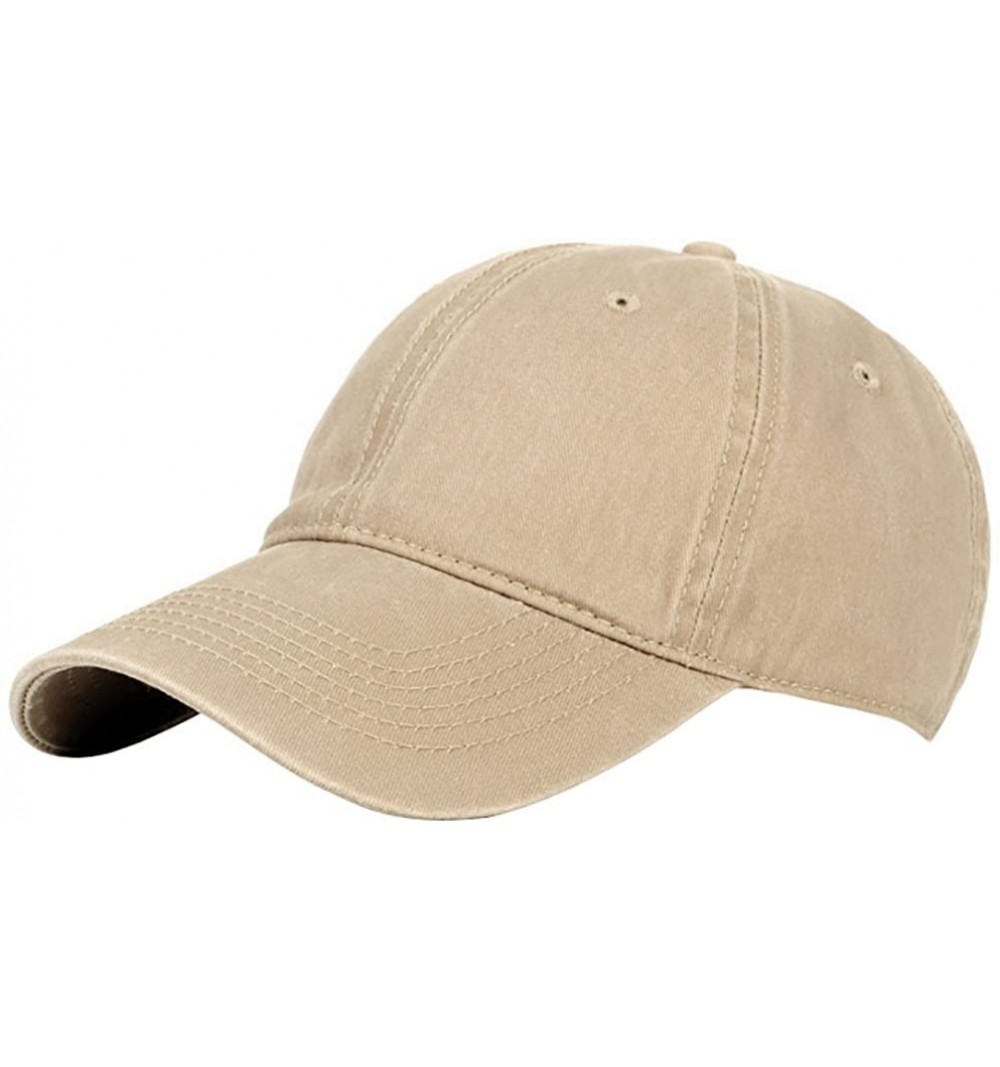 Baseball Caps Classic Unisex Baseball Cap Adjustable Washed Dyed Cotton Ball Hat - Khaki - CH183D9H7DG $7.98
